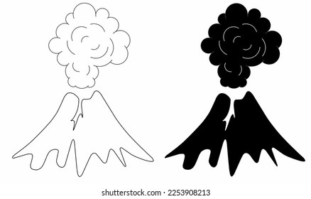 volcano explotion icon set isolated on white background