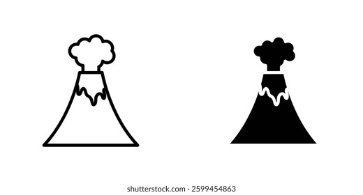 Volcano flat simple vector icons illustration set.