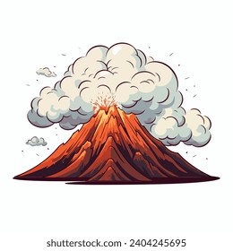 Volcano flat vector illustration. Volcano cartoon hand drawing isolated vector illustration.
