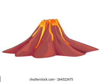 Volcano flowing with lava vector illustration