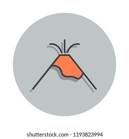 volcano icon in badge style. One of web collection icon can be used for UI, UX