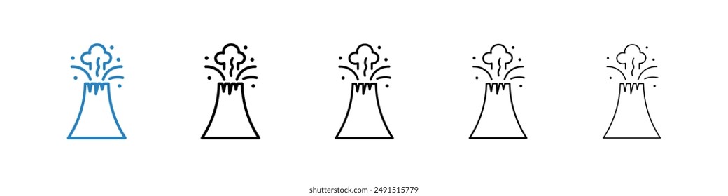 Volcano icon in black and blue