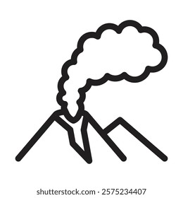 Volcano icon. Editable line icon. Vector illustration