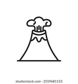 Volcano icon Flat art in black and white isolated