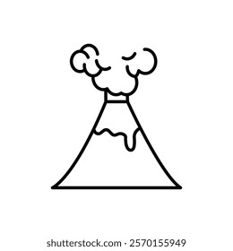 Volcano icon Flat outline Collection in Black and white background