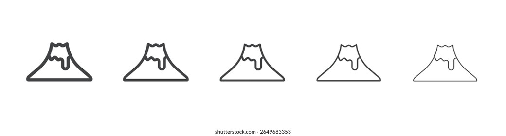 ícone de vulcão símbolo de ilustração fina plana