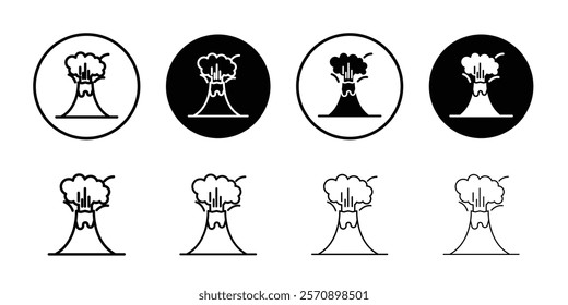 Volcano icon Flat thin line vector illustration art outline set