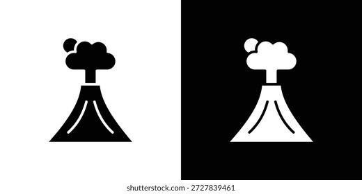 Vulkan-Symbol Flach Vektorgrafik. Einfache schwarze Symbole