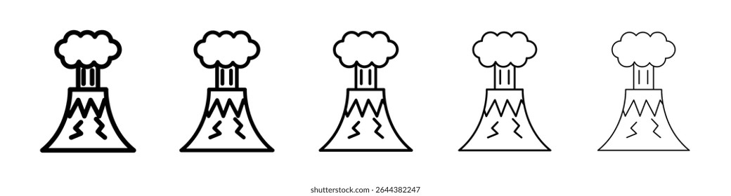Volcano icon graphic set. trendy stroke line style