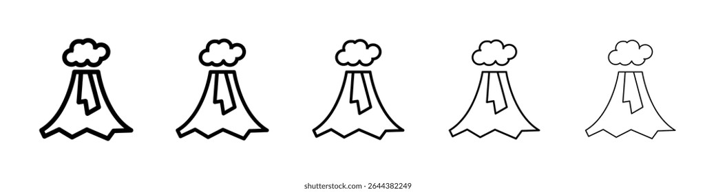 Volcano icon graphic set. trendy stroke line style