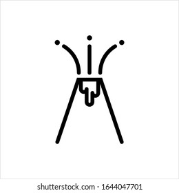 Volcano Icon, Lava, Volcanic Ash Blasting From Volcano Vector Art Illustration