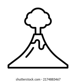 Volcano Icon. Line Art Style Design Isolated On White Background