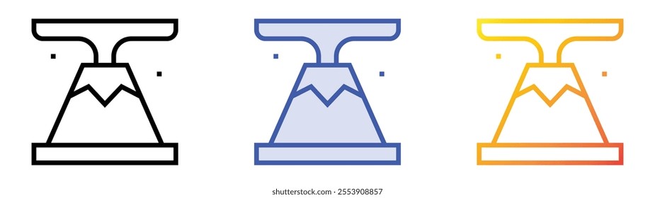 volcano icon. Linear, Blue Fill and Gradient Style Design Isolated On White Background