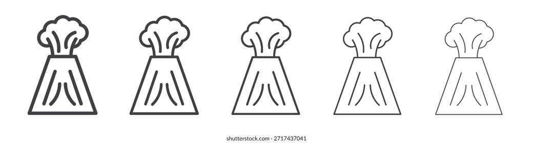 Icono de volcán en el concepto de trazos lineales
