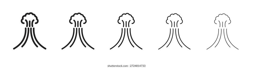 Icono de volcán Vectores lineales. Conjunto de trazos editables