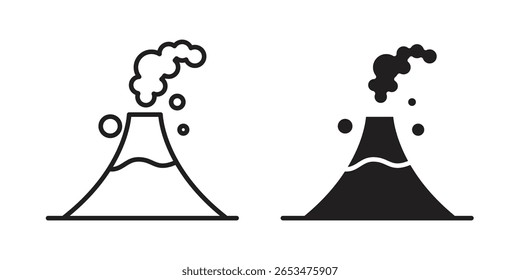 Volcano icon, outline vector sign, linear and solid style pictogram isolated on white.