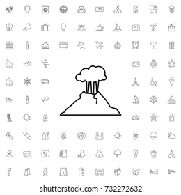 Volcano icon. set of outline tourism icons.