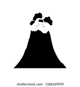 Volcano icon, silhouette, logo on white background