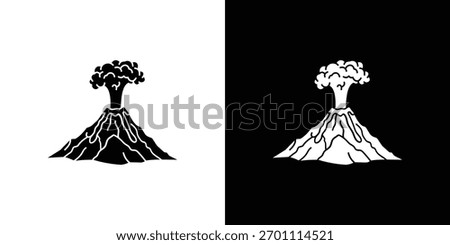Volcano icon silhouette vector in black colors. flat symbol logo design style