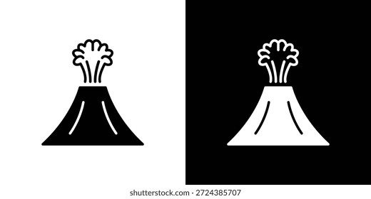 Vulkansymbol einfache flache grafische Illustrationen. Schwarz-weiße Silhouette Vektor
