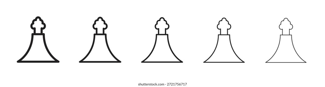 Icono de volcán. Estilo de contorno simple. Elementos gráficos.