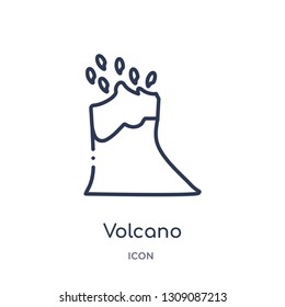 volcano icon from stone age outline collection. Thin line volcano icon isolated on white background.