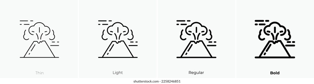 volcano icon. Thin, Light Regular And Bold style design isolated on white background