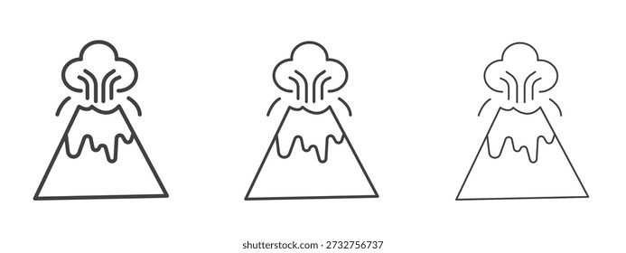 Vulkan-Icon Vektor Grafik. Schwarze, dünne Linien