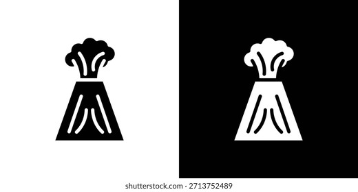Ícone vulcão. Ilustração vetorial. Silhueta em preto