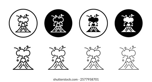 Volcano icon vector line logo mark or symbol set collection