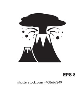 Volcano Icon. Vector sign of active volcanic mountain