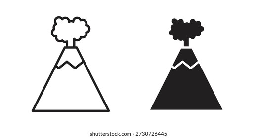 Volcano icons for design. Easily editable stroke. Modern flat design.