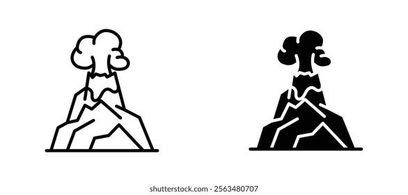 Volcano icons in outline and fill. vector illustration for ui.