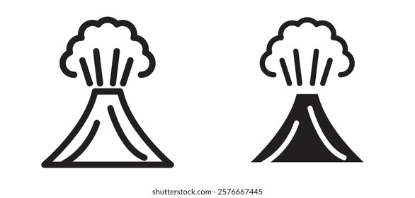 Volcano icons in outline and stroke versions