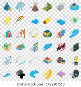 Volcano icons set. Isometric style of 36 volcano vector icons for web for any design