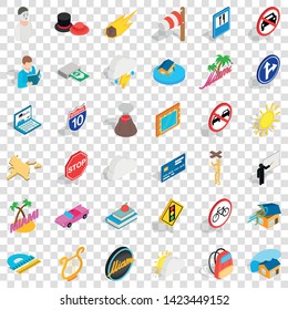 Volcano icons set. Isometric style of 36 volcano vector icons for web for any design