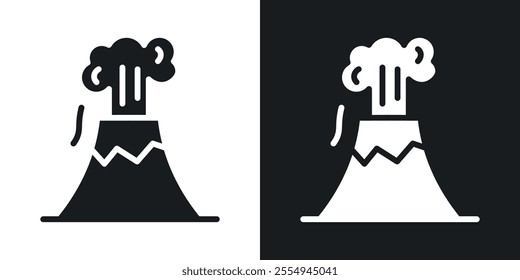Volcano icons in solid black and white colors