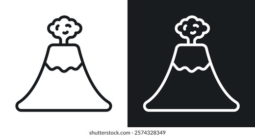 Volcano icons in thin black and white stroke liner style