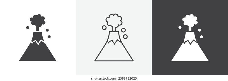 Volcano icons in Thin line black color. flat simple vector symbols illustration.