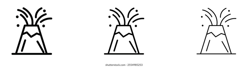 Volcano icons in tree different stroke sizes