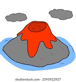 volcano illustration hand drawn isolated vector
