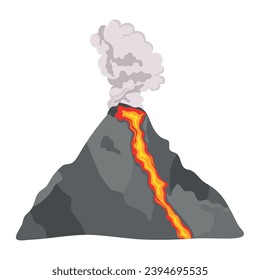 volcano illustration with smoke and magma vector isolated