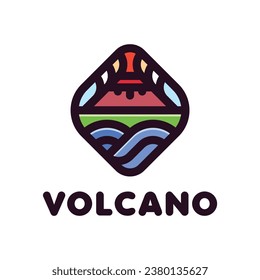volcano island filled outline logo