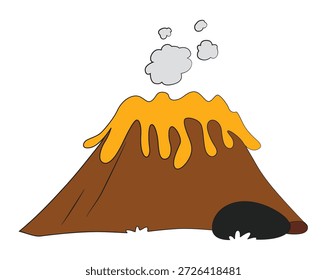 Volcano isolated on a white background