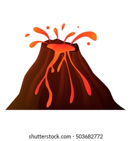 Volcano isolated on white background. Game Design. Vector illustration