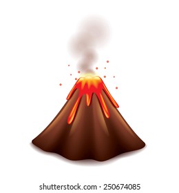 Volcano isolated on white photo-realistic vector illustration