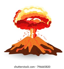 Volcano isolated on white photo-realistic vector illustration