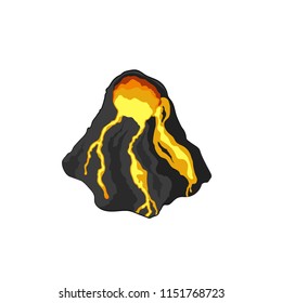 Volcano in isometric style. Isolated image of volcanic rock. Cartoon mountain 3d icon. Game sprite. Vector illustration