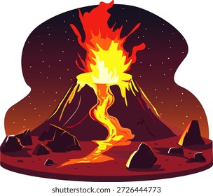 Vulcão lava estourar desenho animado inferno