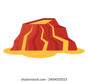 volcano with lava explosion illustration isolated